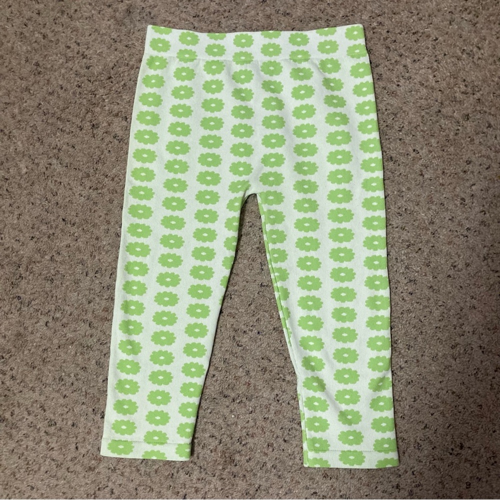 NWOT Zara cropped ribbed leggings neon flowers festival bodycon